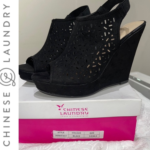 Chinese Laundry Z Midnight Dance Wedge Like New (Worn Once @ Sit-Down Event) - Picture 1 of 11